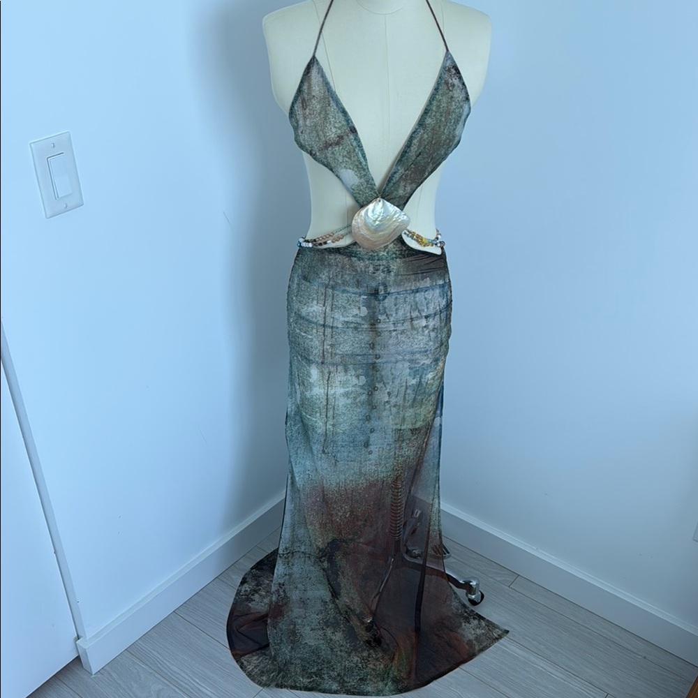 Jaded London Halter Maxi Dress with Shell Detail